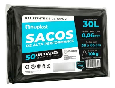 Saco De Lixo 30 Litros Reforçado 50un Nuplast Fabrica