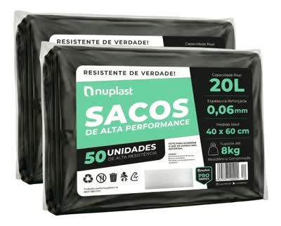 Saco De Lixo 20 Litros Reforçado 100un Nuplast Fabrica