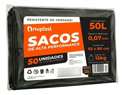 Saco De Lixo 50 Litros Reforçado Restaurantes 50 Un Nuplast